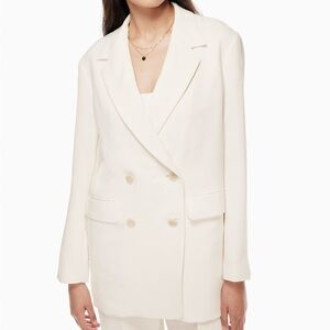 Aritzia Wilfred Cherrelle Double-Breasted Blazer in Light Birch Size S